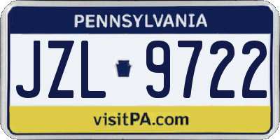 PA license plate JZL9722