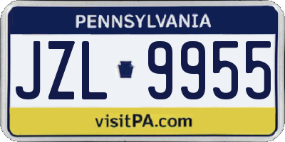 PA license plate JZL9955