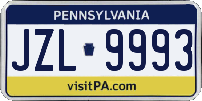PA license plate JZL9993
