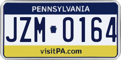 PA license plate JZM0164