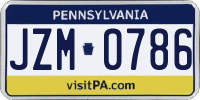 PA license plate JZM0786