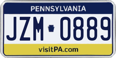 PA license plate JZM0889