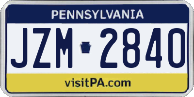 PA license plate JZM2840