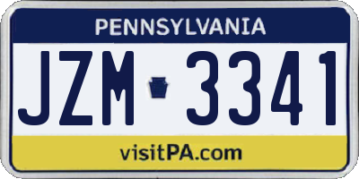 PA license plate JZM3341