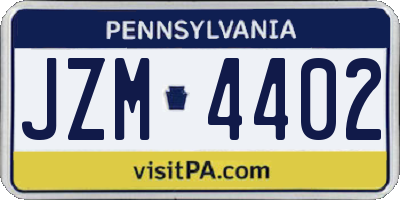 PA license plate JZM4402