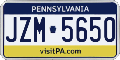 PA license plate JZM5650