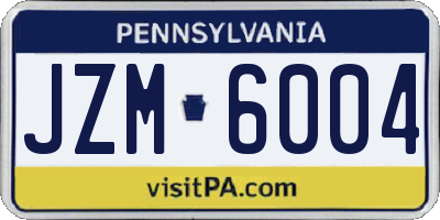 PA license plate JZM6004