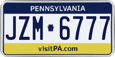 PA license plate JZM6777