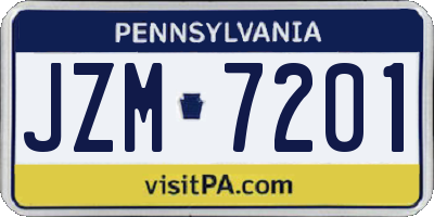 PA license plate JZM7201