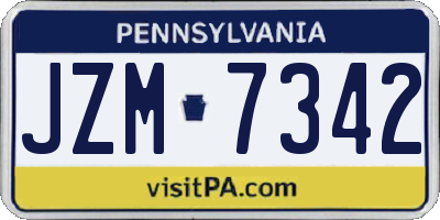 PA license plate JZM7342