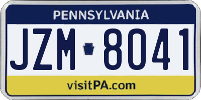 PA license plate JZM8041