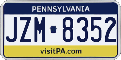 PA license plate JZM8352