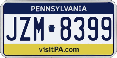 PA license plate JZM8399