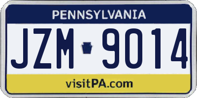 PA license plate JZM9014