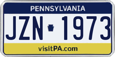 PA license plate JZN1973