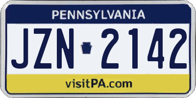 PA license plate JZN2142