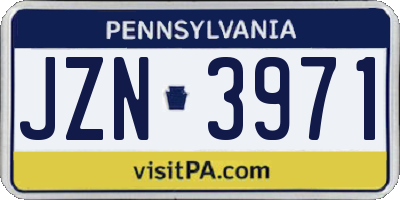 PA license plate JZN3971