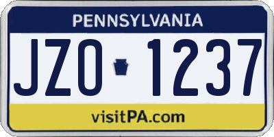 PA license plate JZO1237