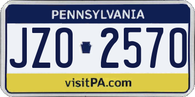 PA license plate JZO2570