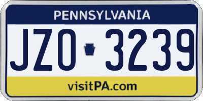 PA license plate JZO3239