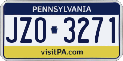 PA license plate JZO3271