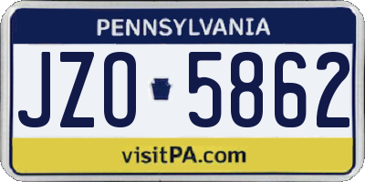 PA license plate JZO5862