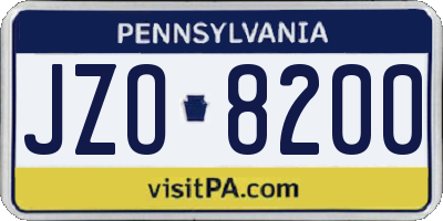 PA license plate JZO8200