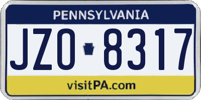 PA license plate JZO8317