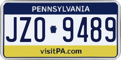 PA license plate JZO9489