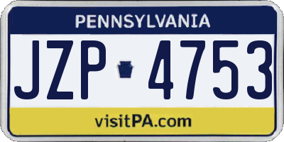 PA license plate JZP4753