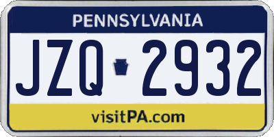 PA license plate JZQ2932