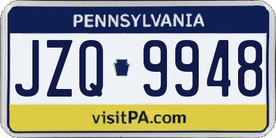 PA license plate JZQ9948