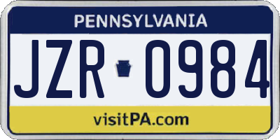 PA license plate JZR0984