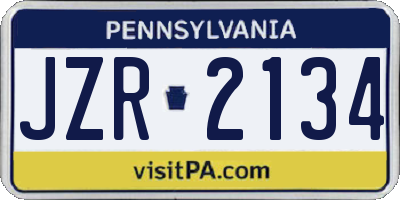 PA license plate JZR2134