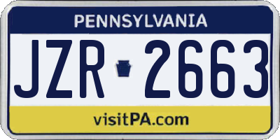 PA license plate JZR2663