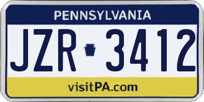 PA license plate JZR3412