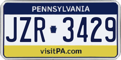 PA license plate JZR3429