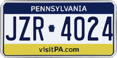 PA license plate JZR4024