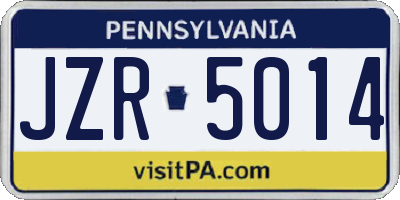 PA license plate JZR5014