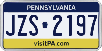 PA license plate JZS2197