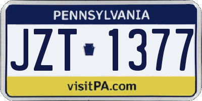 PA license plate JZT1377