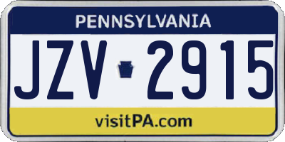 PA license plate JZV2915