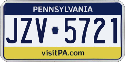 PA license plate JZV5721