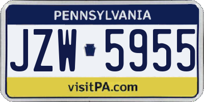 PA license plate JZW5955