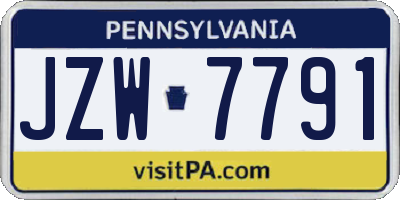 PA license plate JZW7791