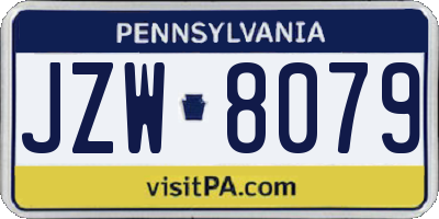 PA license plate JZW8079