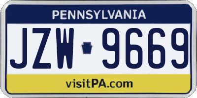 PA license plate JZW9669