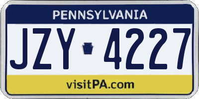 PA license plate JZY4227