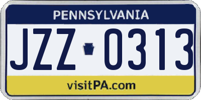 PA license plate JZZ0313