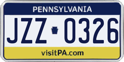PA license plate JZZ0326